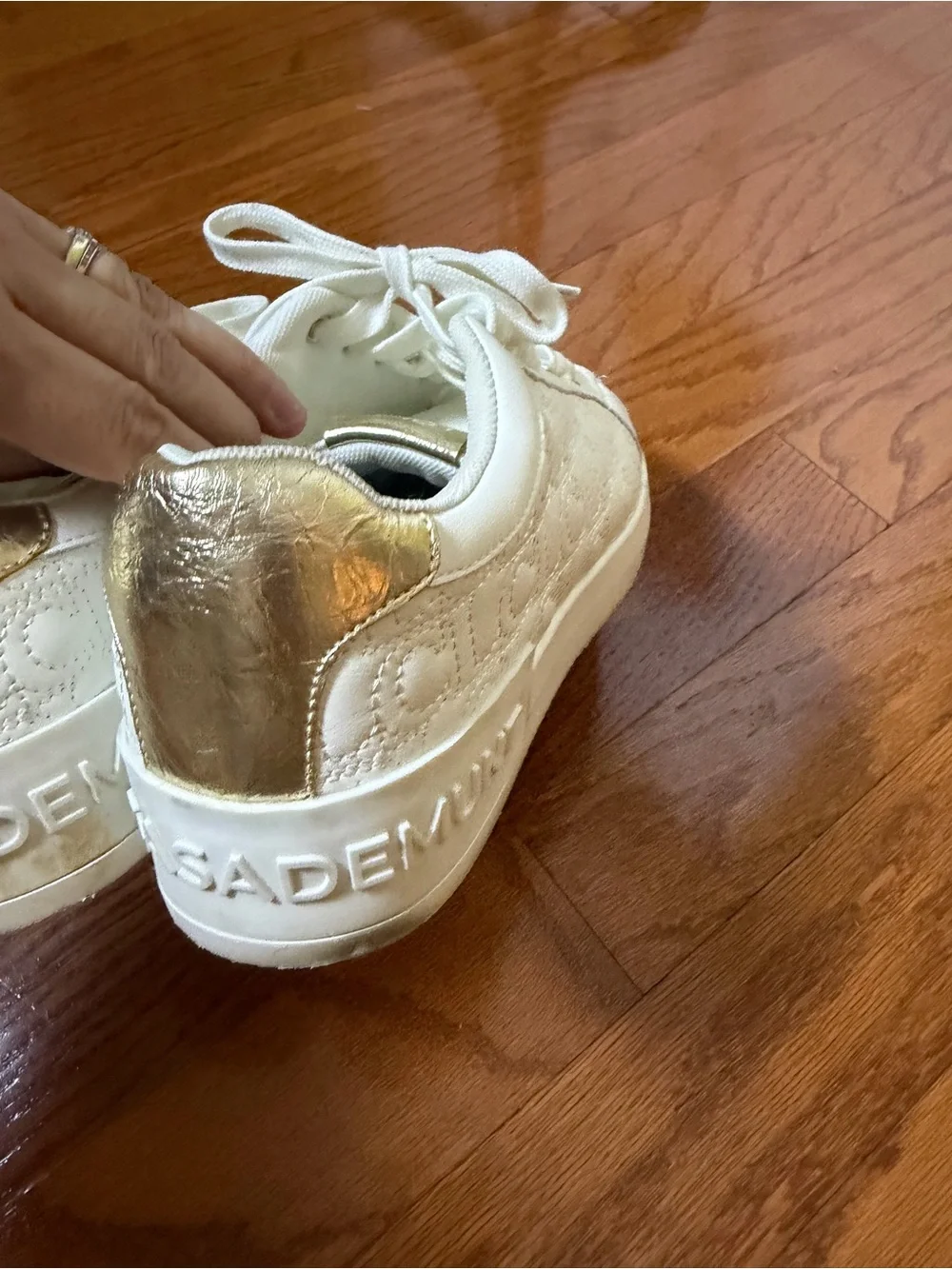 Lola Casademunt White Metallic Signature Sneakers